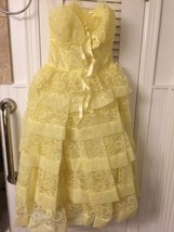 Vintage 1950s prom dress in Yellow sz S - M. 50s strapless bridesmaid dr... - £159.49 GBP