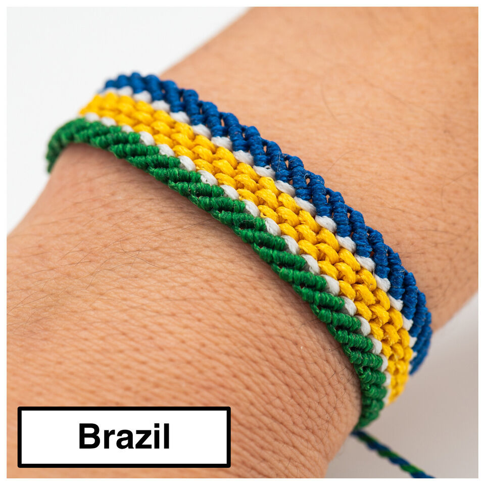 Brazilian flag, Gift for Men, Friendship Bracelet, Waterproof, Adjustable.