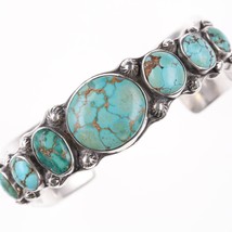 6.75&quot; Harry H. Begay Navajo Stamped Ingot and turquoise row bracelet - £1,320.90 GBP