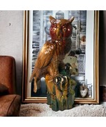 Vtg Mid-Century Modern Hand Painted Drip Glazed Ceramic Owl Statue Retro... - $65.44