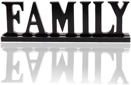 Wooden FAMILY Words Decorative Sign Free Standing Table Top Decoration, Cutout W - £14.13 GBP