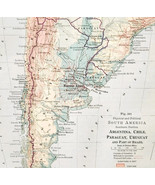 1916 Map South America Political Chile Argentina Paraguay Uruguay Brazil... - €26,14 EUR