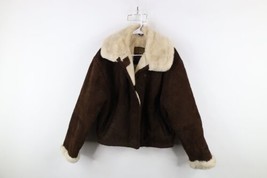 Vintage 90s Express Womens Small Distressed Fleece Lined Suede Leather Jacket - $89.05