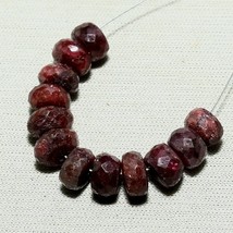 23.25cts Natural Ruby Faceted Rondelle Beads Loose Gemstone 12pcs Size 6mm - £8.70 GBP
