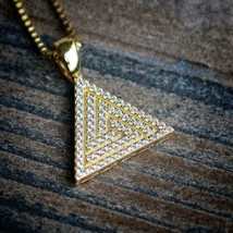 2Ct Round Cut Cubic Zirconia Pyramid Pendant 14K Yellow Gold Plated Sliver - £123.85 GBP