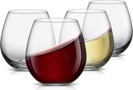 JoyJolt Spirits Stemless Wine Glasses for Red or White Wine (Set of 4)-15-Ounces - £28.85 GBP