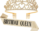 Birthday Crowns for Women, Didder Birthday Queen Rhinestone Tiara Sash K... - £15.92 GBP