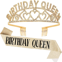 Birthday Crowns for Women, Didder Birthday Queen Rhinestone Tiara Sash Kit 21 Bi - £15.80 GBP