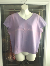 Ann Taylor Factory Store Shirt Womens Size XL Lavender Short sleeve V-Neck - £7.74 GBP