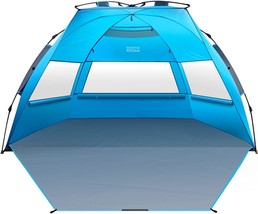 Outdoormaster Pop Up Beach Tent For 4 Person - Easy Setup And Portable, Blue - £52.72 GBP