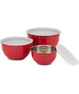 Cuisinart CTG-00-SMB Stainless Steel Mixing Bowls with Lids Set of 3 - Red - $57.03 CAD