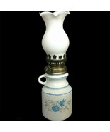 Antique Miniature Small Oil Lamp Ceramic Floral Design - $82.88 CAD
