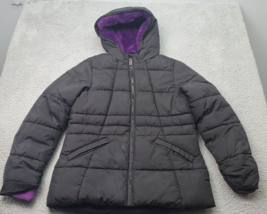 Wonder Nation Puffer Jacket Girls XL Black Fleece Lined Polyester Hood F... - £14.17 GBP