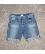 Hudson Shorts Womens 28 Blue Denim Button Fly Cuffed Sawtooth Pockets USA - £20.90 GBP