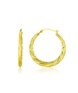 10k Yellow Gold Graduated Twisted Hoop Earrings - £150.20 GBP