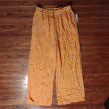 BP Wide Leg Pants Orange Sal Retro Ditsy Women Pockets Lined Size Medium - £21.19 GBP