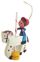 Vintage Wooden White Carousel Horse with Rider Christmas Tree Ornament 4 In Tall - £12.74 GBP