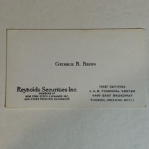 Reynolds Securities Vintage Business Card Tucson Arizona bc9 - $3.95
