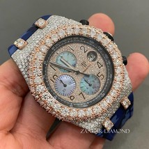 Moissanite Studded Diamond Watch, VVS Diamond Iced Out Wrist Watch,Stainless Ste - £1,022.79 GBP