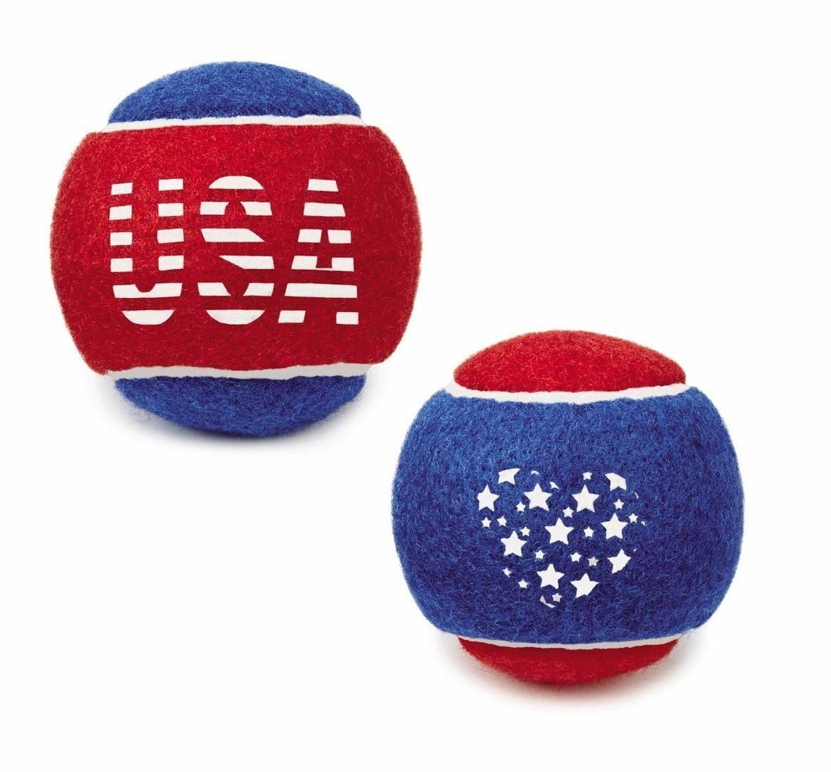Dog Tennis Balls Stars and Stripes Red White Blue USA 6 Pack Patriotic Dogs Toy