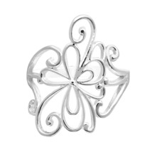 Delicate Swirling Flower Blossom Sterling Silver Ring-9 - £10.11 GBP