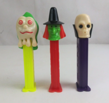 Lot of 3 Halloween Pez Dispensers Green Face Witch, Skeleton, &amp; Ghoul (E) - £7.78 GBP