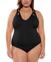 BECCA ETC Womens Plus Size Color-Code Tear-Drop One-Piece Swimsuit,Black,3X - £92.87 GBP