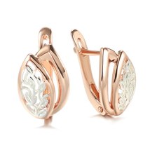 New Women Earrings 585 Rose Gold Mixed Silver Color Hollow Leaf Plant Drop Earri - £10.81 GBP