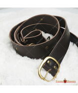 81" Double Wrap Brown Leather Sword Belt with Frog Medieval Viking Pirat... - $35.62