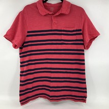 OLD NAVY Soft Washed Stripe Short Sleeve Tee Shirt Collar Men&#39;s Large Re... - £10.16 GBP