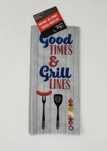 Home Collection Kitchen Dish Towel - New - Good Times &amp; Grill Lines - £5.53 GBP