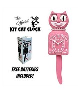 PINK SATIN LADY KIT CAT CLOCK 15.5&quot; Free Battery USA MADE Official Kit-C... - £55.63 GBP