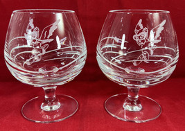 Tudor Crystal Hand Crafted Full Lead English Crystal 2 Large Brandy Glasses Used - £40.41 GBP