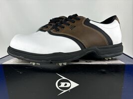 Dunlop Dry Golf Classic Saddle White Brown Shoes Leather Spike Men’s Siz... - $48.00
