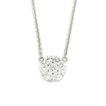 Authenticity Guarantee 
Round Cluster Flower Diamond Pendant Necklace 14K Whi... - £1,524.10 GBP