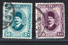 EGYPT 1927-37 Very Fine Used Stamps Set Scott # 145a-146 &quot; King Fuad &quot; - $1.12