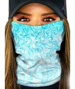 Womens Halloween Doll Face Mask Neck Wrap Gaiter Headband Hood Blue Paisley - £3.81 GBP