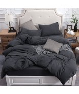Luxuriöses Bettbezug-Set aus anthrazitfarbener, schwarzer Baumwolle,... - $33.87 - $122.32