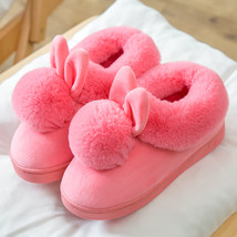 Women Home Slippers Rabbit Ears Lovely Slip On Thick Soled Winter Warm House Cot - £19.43 GBP