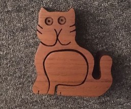 Modernist Bob Ameri Teak Wooden Cat Sculpture/Puzzle/candleholder - £13.99 GBP