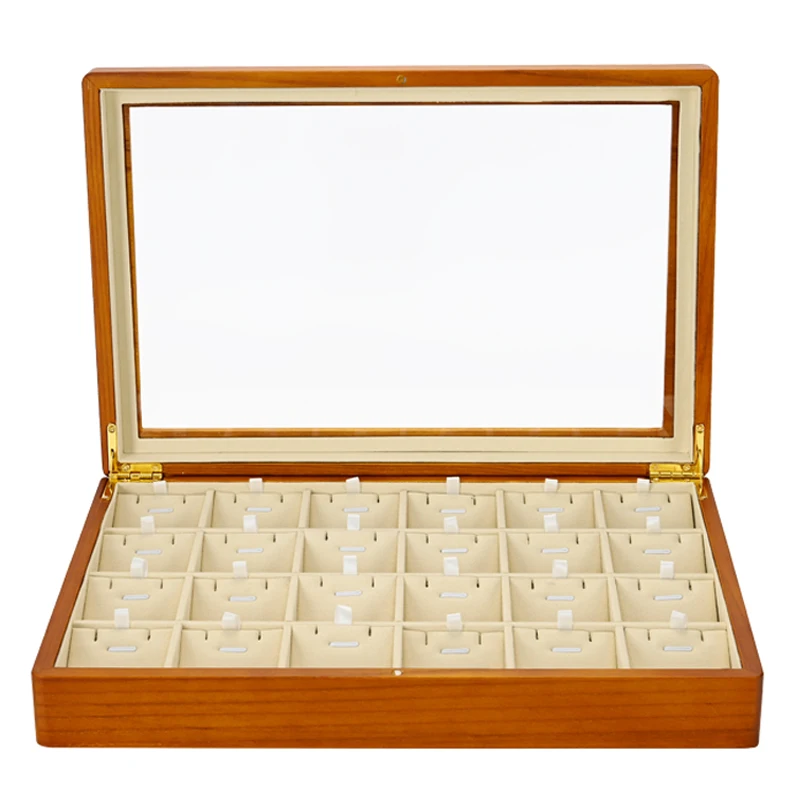 Lry organizer box wooden ring display trays bracelet storagecase with microfiber ladies thumb200