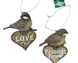Kurt Adler Brown Love You &amp; Friends Forever Heart Birds Christmas Orname... - $10.04