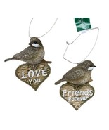 Kurt Adler Brown Love You &amp; Friends Forever Heart Birds Christmas Orname... - £7.31 GBP