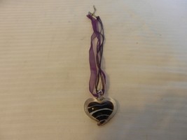 Clear Acrylic Heart Choker Child&#39;s Necklace with Purple &amp; White 16&quot; long - £15.63 GBP