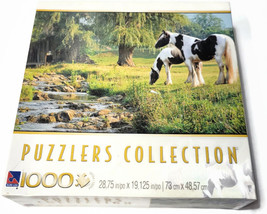 Sure-Lox "Grazing Near Brook Puzzlers" Collection 1000 Pc. Jigsaw Puzzle Horses - $12.86