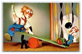 Circus Clown On Teeter Totter Artist Signed Joop Geeslink Chrome Postcard U7 - £4.30 GBP