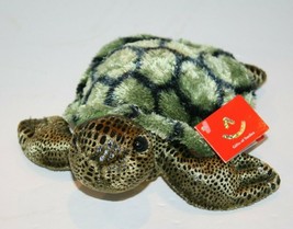 Aurora Sea Turtle 7&quot; Splish Splash Green Gold Plush Bean Bag 04079 Soft Toy NEW - £8.37 GBP