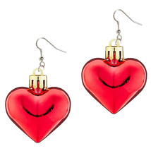 Funky Huge Oversize Puffy Heart Earrings Valentine Disco Party Jewelry-SHINY Red - £5.39 GBP