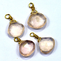 Pink Coated Rose Quartz Pair Faceted Briolette Natural Loose Gemstone Jewelry - £2.50 GBP