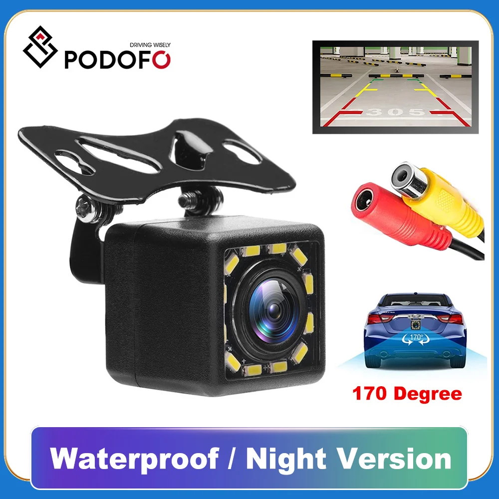 Podofo Car Rear View Camera Universal LED Night Vision Backup Parking Reverse - £10.72 GBP+